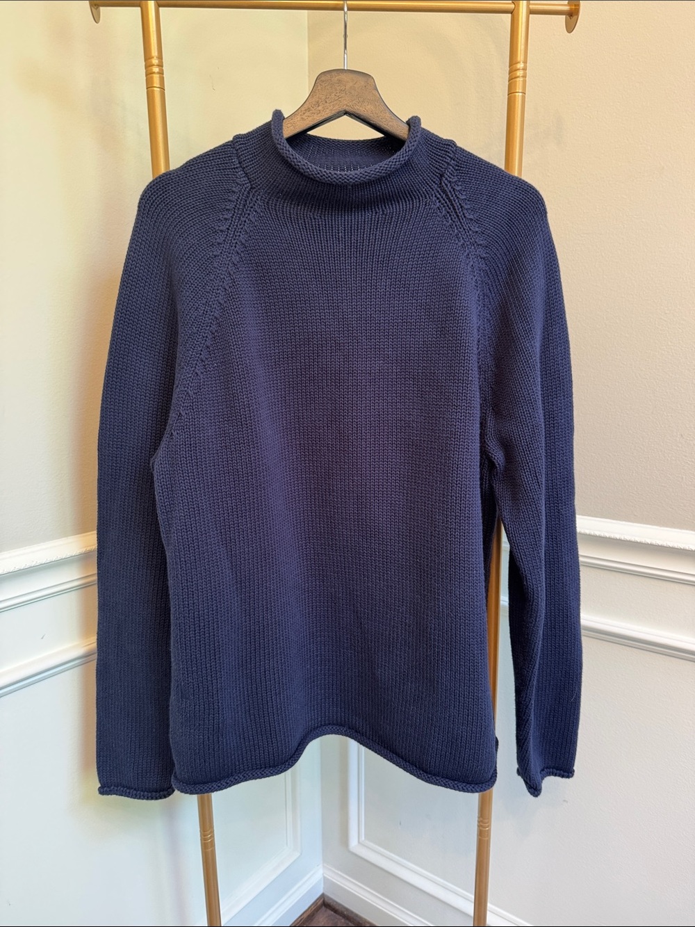 J. Crew Navy Cotton Rollneck Crewneck Sweater - Picture 3 of 5